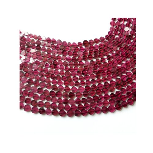 Garnet Flat Heart Shape Beads _Handmade Semi-Precious Gemstone Shape Beads_Garnet Beads Jewelry Making_January Birth Stone 5-6 MM 13" - Image 3