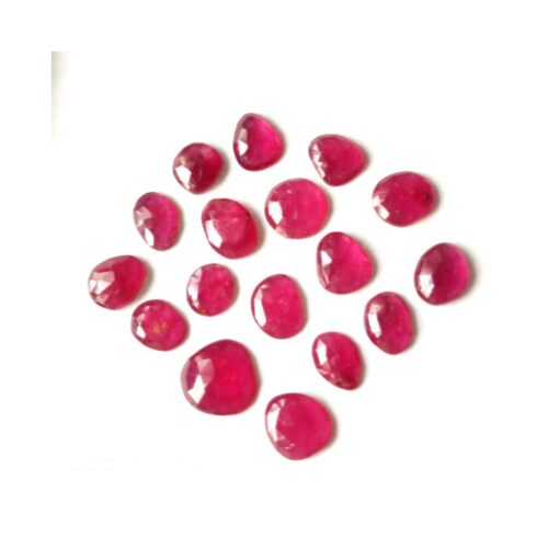 Top Quality Red Ruby sapphire faceted Rose cut Slice Size 6x6.5 MM approx (50 piece Pack) - Image 3