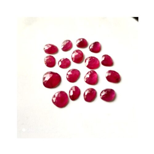 Top Quality Red Ruby sapphire faceted Rose cut Slice Size 6x6.5 MM approx (50 piece Pack) - Image 4