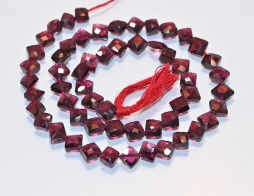Garnet Kite Shape Beads 6-7 MM, Garnet Gemstone Faceted Beads, Garnet Square Shape Loose Beads 13" - Image 4