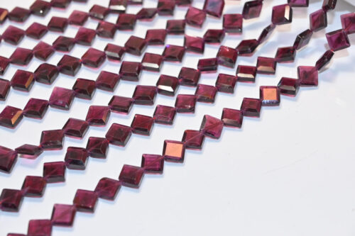 Garnet Flat Square Shape Beads, Garnet Faceted Loose Beads, Garnet Gemstone Kite Beads 8.5-9 MM, Garnet January Birth Stone Beads 13" - Image 3