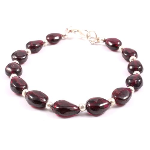 Garnet Teardrop Shape Beads Bracelet, Garnet Stat Drilled Drop Beads Bracelet 7x10-8x11 MM, Gemstone Jewelry With 925 Silver Clasp 7.5" - Image 3