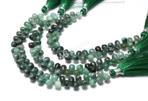 Emerald Drop Shape Beads 5x7-5.5x7.5 MM, Natural Emerald Gemstone Beads, Emerald Smooth Drop Beads, Emerald Loose Beads 5.5" - Image 3