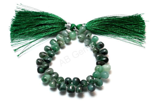 Emerald Drop Shape Beads 5x7-5.5x7.5 MM, Natural Emerald Gemstone Beads, Emerald Smooth Drop Beads, Emerald Loose Beads 5.5" - Image 4