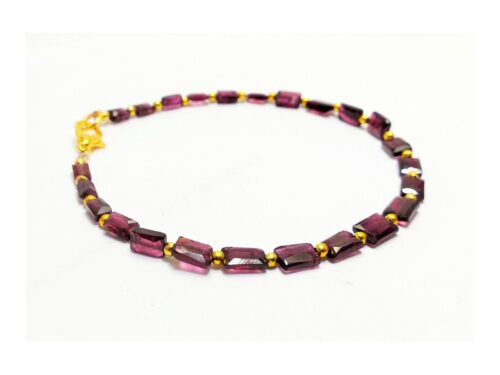 Garnet Flat Faceted Rectangle beads 3.50X5-5X6.50 MM Bracelet 7.5" | Natural Gemstone fancy beads - Image 3