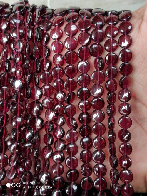 Garnet Coin Shape Beads 6 MM, Garnet Gemstone Shape Beads, Garnet Roundel Shape Beads, Garnet Round Shape Beads 13" - Image 5