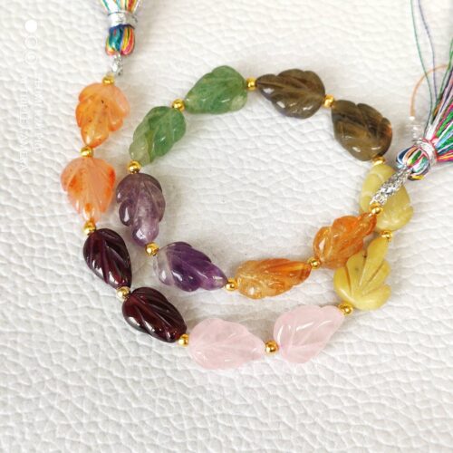 Rose Quartz Leaf Shape Carving Beads 7x10-8x11 MM, Multi Gemstone Shape Carving Beads, Garnet Shape Carving Loose Beads, Handmade Beads 8" - Image 3