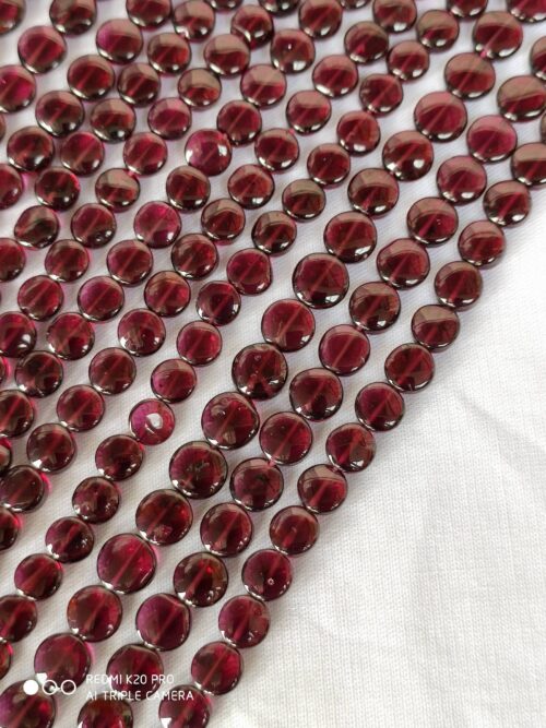 Garnet Coin Shape Beads 6 MM, Garnet Gemstone Shape Beads, Garnet Roundel Shape Beads, Garnet Round Shape Beads 13" - Image 3
