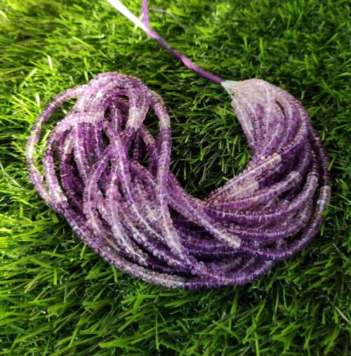 Amethyst Heishi Beads, Amethyst Tyer Beads, Amethyst Shaded Heishi Beads 4-4.5 MM, Amethyst Beads 16" - Image 3