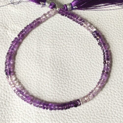 Amethyst Round Heishi Beads, Amethyst Heishi Beads, Amethyst Shaded Heishi Beads 4-4.5 MM, Amethyst Beads 8" - Image 5