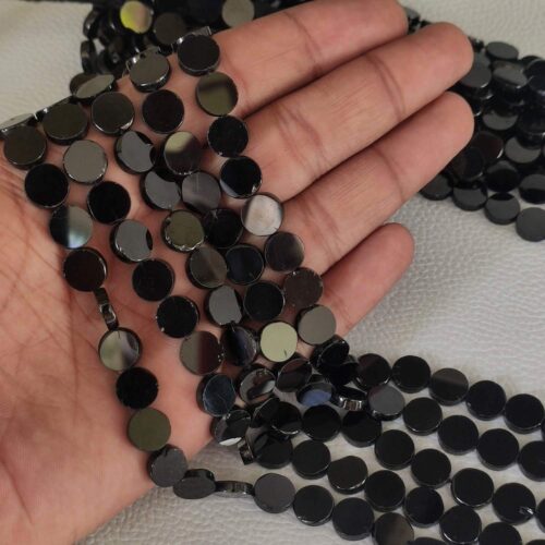 Black Spinel Coin Beads 9-9.5 MM, Black Spinel Shape Beads, Black Spinel Gemstone Roundel Beads, Spinel Handmade Loose Beads 13" - Image 5