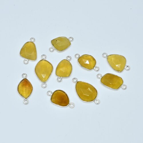 Yellow Opal Rose Cuts Connector, Gemstone Rose Cuts Connector 10x11.5-11.5x14.5 MM, 925 Sterling Silver Connector For Jewelry Making 10 Pc - Image 2