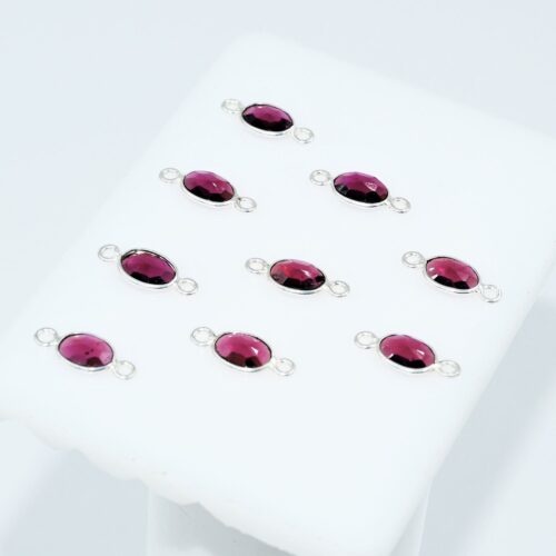 Garnet Oval Shape Rose Cuts Connector 6x8 MM, Gemstone Rose Cuts Connector, 925 Silver Connector For Jewelry Making, Bezel For Gift 10 Pc - Image 2