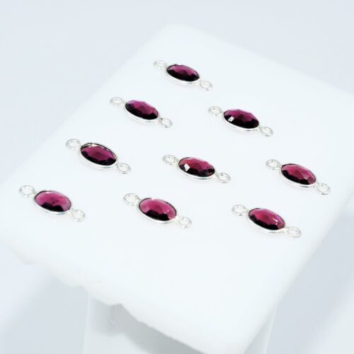 Garnet Oval Shape Rose Cuts Connector 6x8 MM, Gemstone Rose Cuts Connector, 925 Silver Connector For Jewelry Making, Bezel For Gift 10 Pc - Image 4