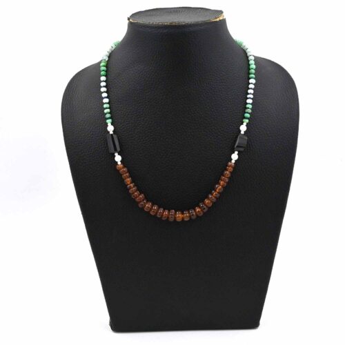 Hessonite Garnet Pumpkin Beads Necklace, Chrysoprase Beaded Necklace, Black Spinel Nugget Beads Necklace Handmade Fancy Shape Beaded Jewelry